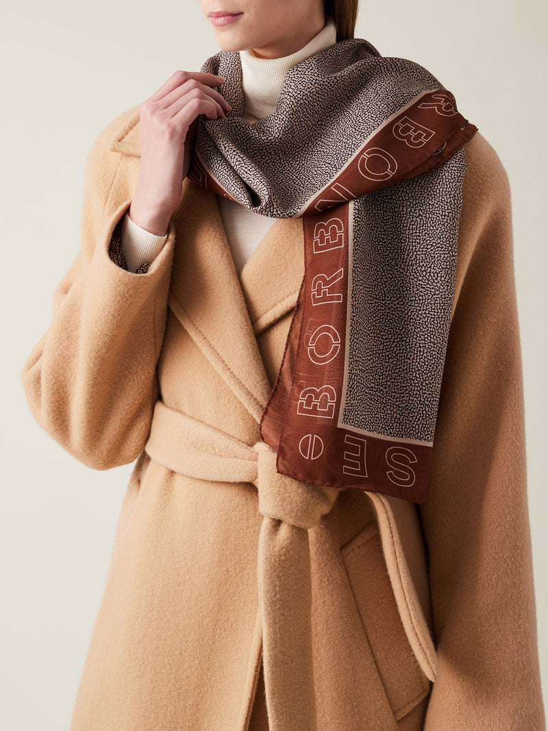 Foulard Borbonese En Soie 100% - Vintage - Taupe - 86x88 Cm - TBEG - Occasion