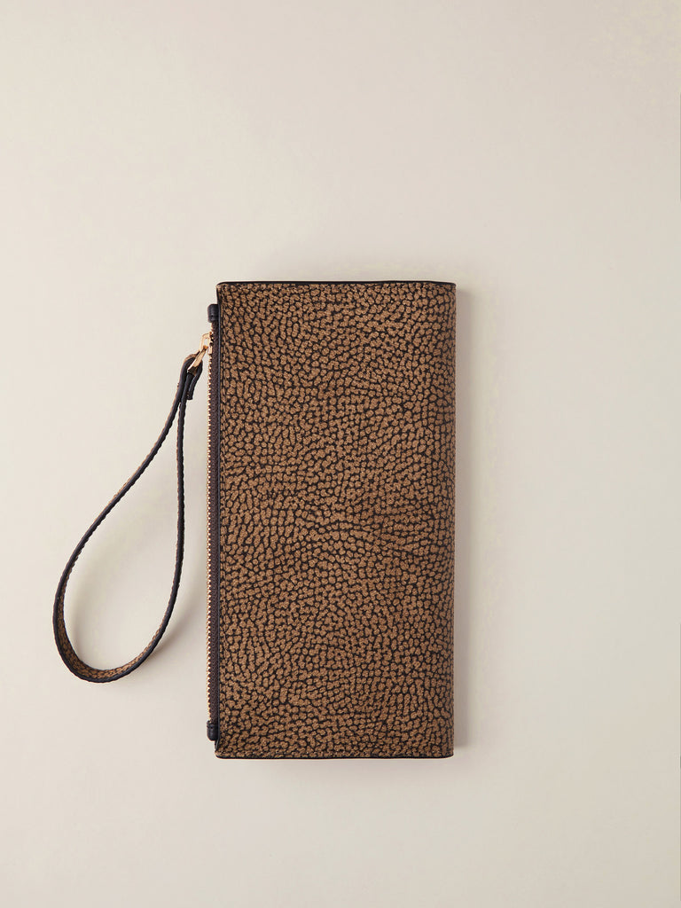 Portafoglio di Tela rivestita Op e Pelle - PORTA TELEFONO - Borbonese