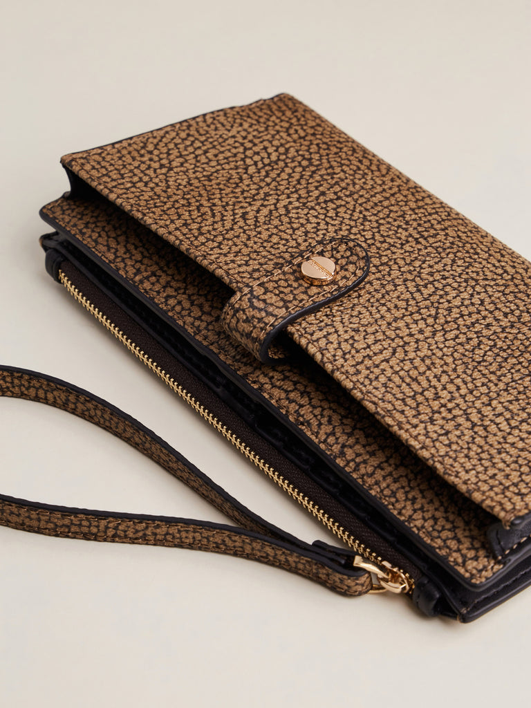 Portafoglio di Tela rivestita Op e Pelle - PORTA TELEFONO - Borbonese