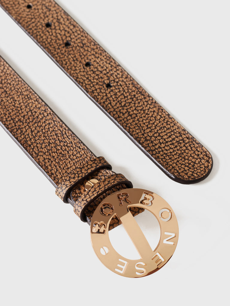 Cintura di Tela Rivestita OP e Pelle - CINTURA - Borbonese