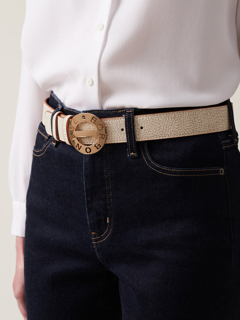 OP Coated Canvas & leather Belt - BELT - Borbonese