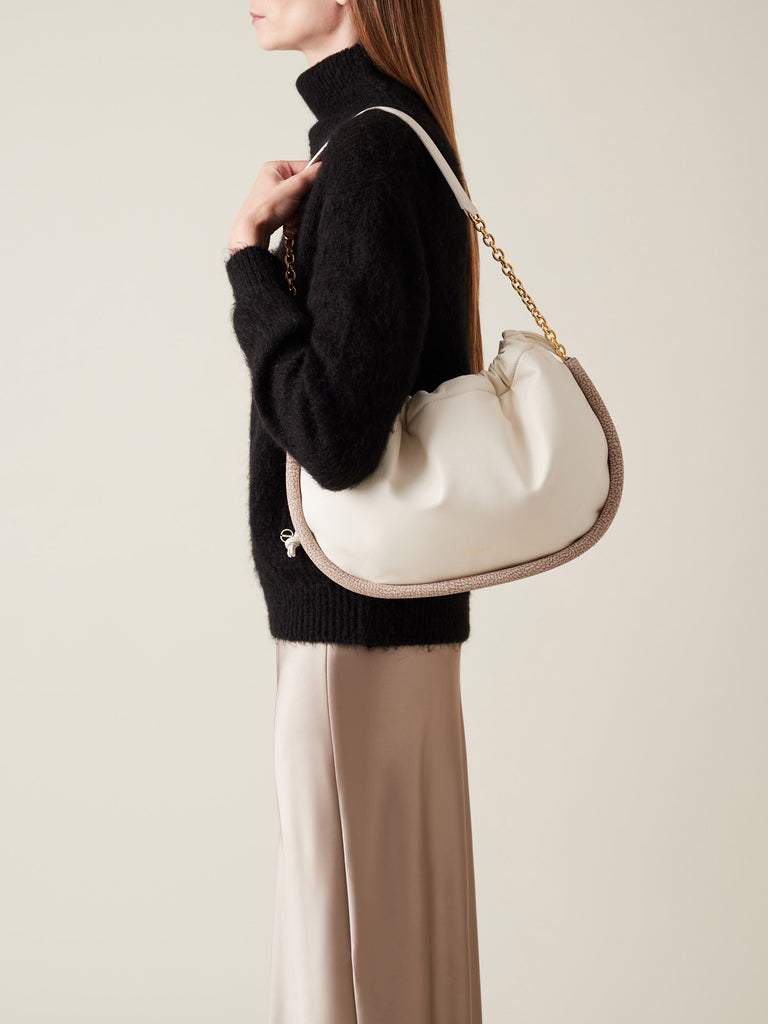 Leather Shoulder Bag - COQUILLE MEDIUM HOBO BAG - Borbonese