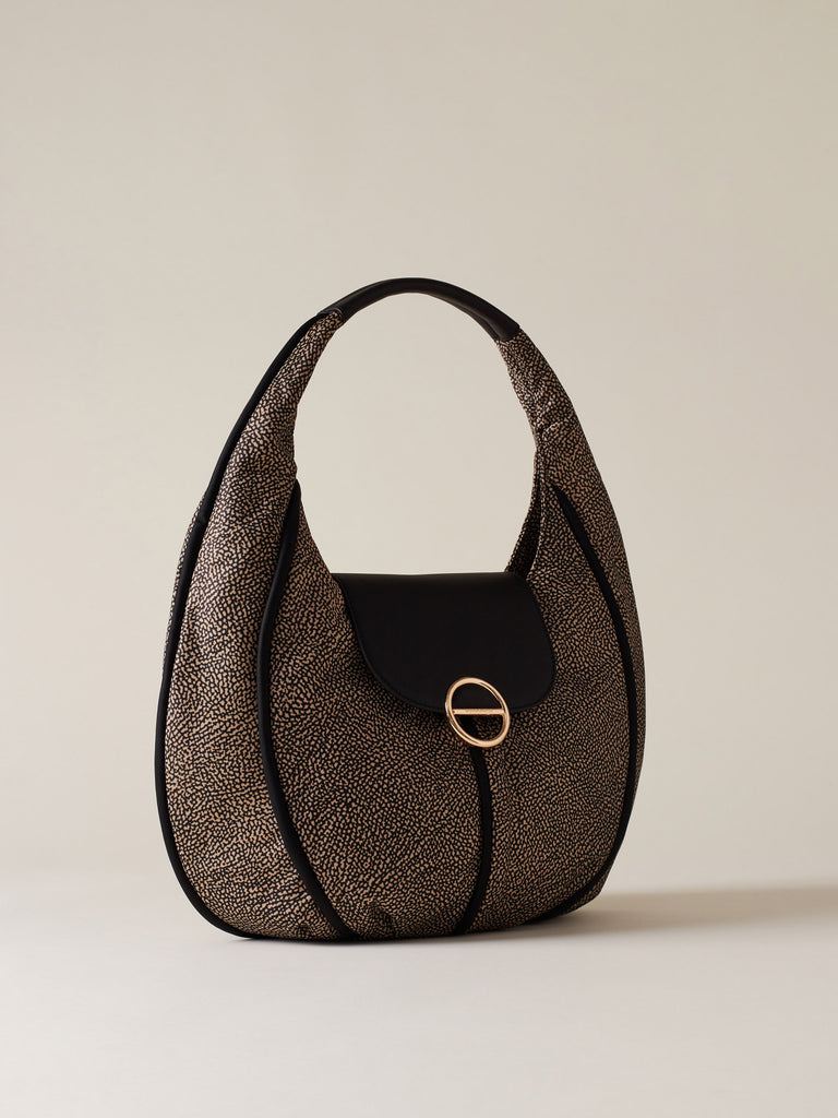 Borsa a mano di tessuto riciclato OP - COTTAGE BORSA HOBO SMALL - Borbonese