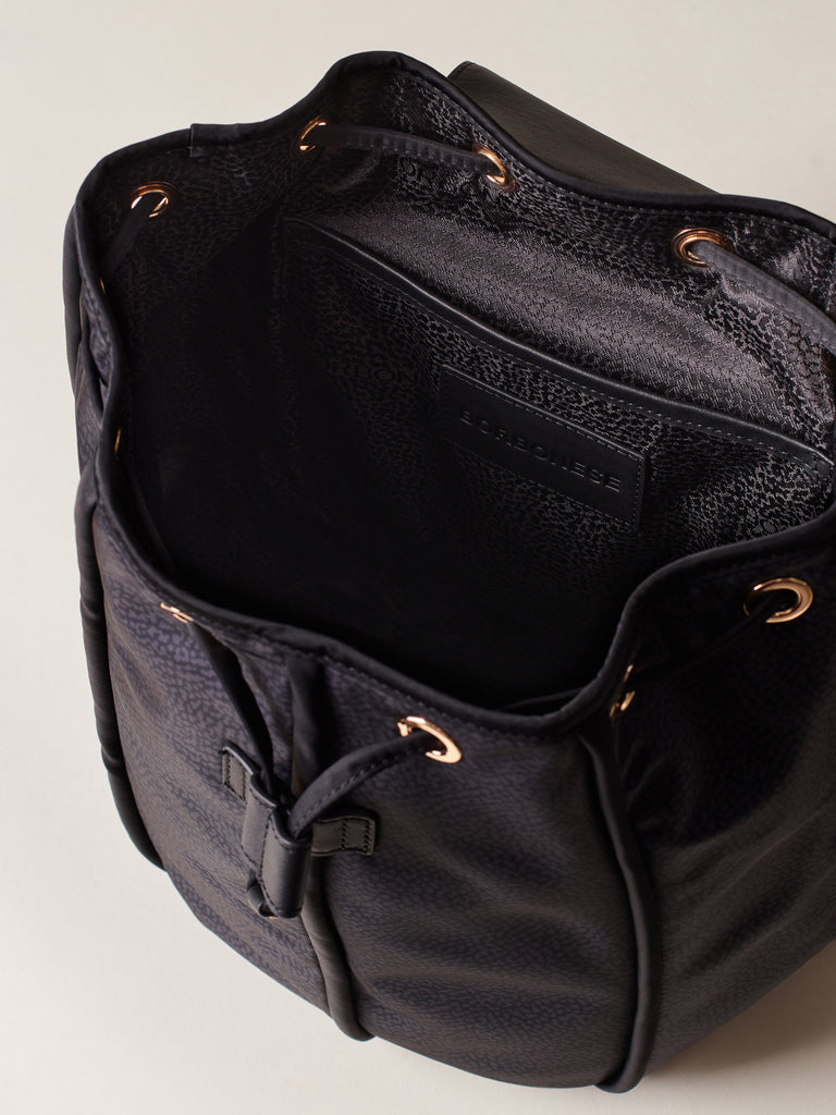 Recycled OP Fabric and Leather Backpack - COTTAGE BACKPACK - Borbonese