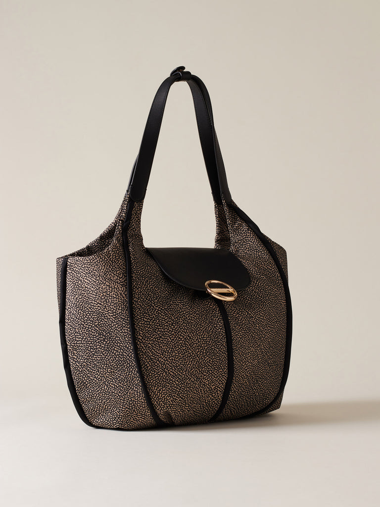 Borsa a mano di tessuto riciclato OP - COTTAGE BORSA SHOPPING LARGE - Borbonese