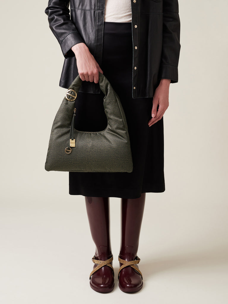 Recycled OP Fabric Shoulder Bag - TWINNIE SMALL HOBO BAG - Borbonese