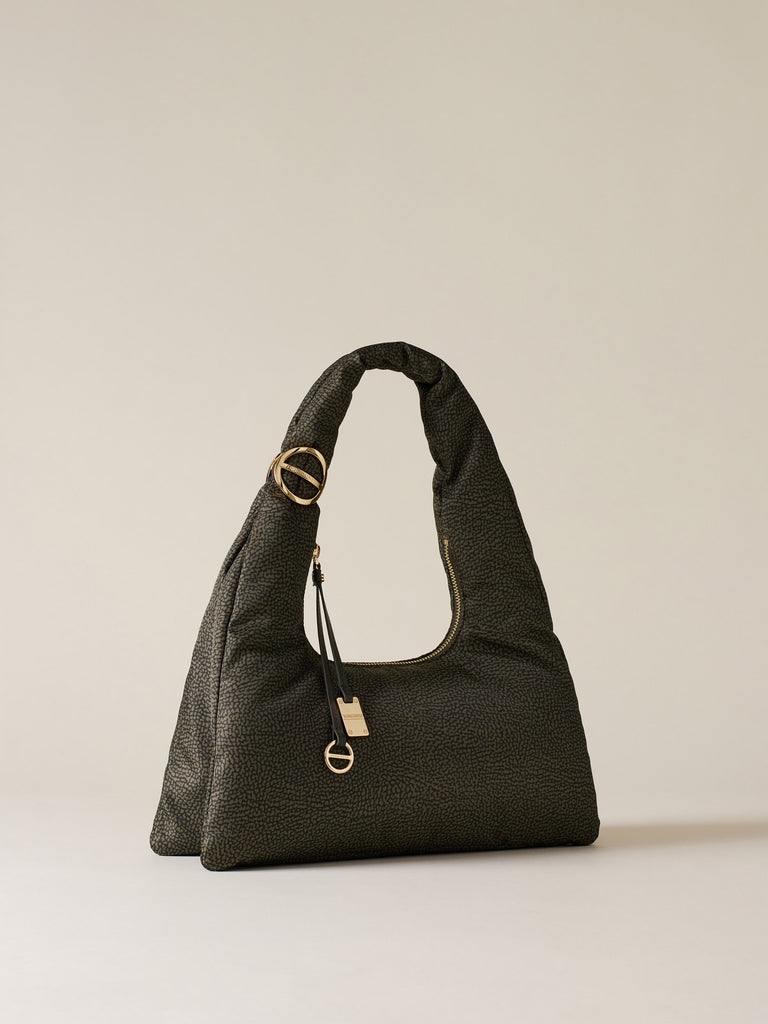 Recycled OP Fabric Shoulder Bag - TWINNIE SMALL HOBO BAG - Borbonese