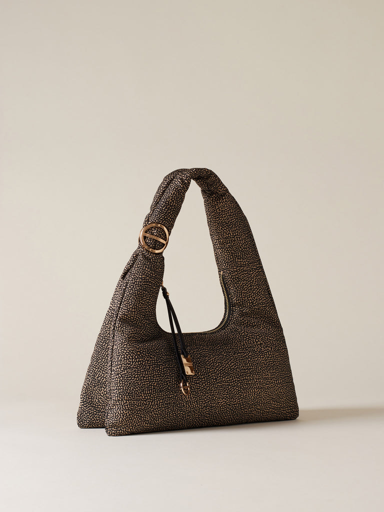 Borsa a spalla di tessuto riciclato OP - TWINNIE BORSA HOBO SMALL - Borbonese