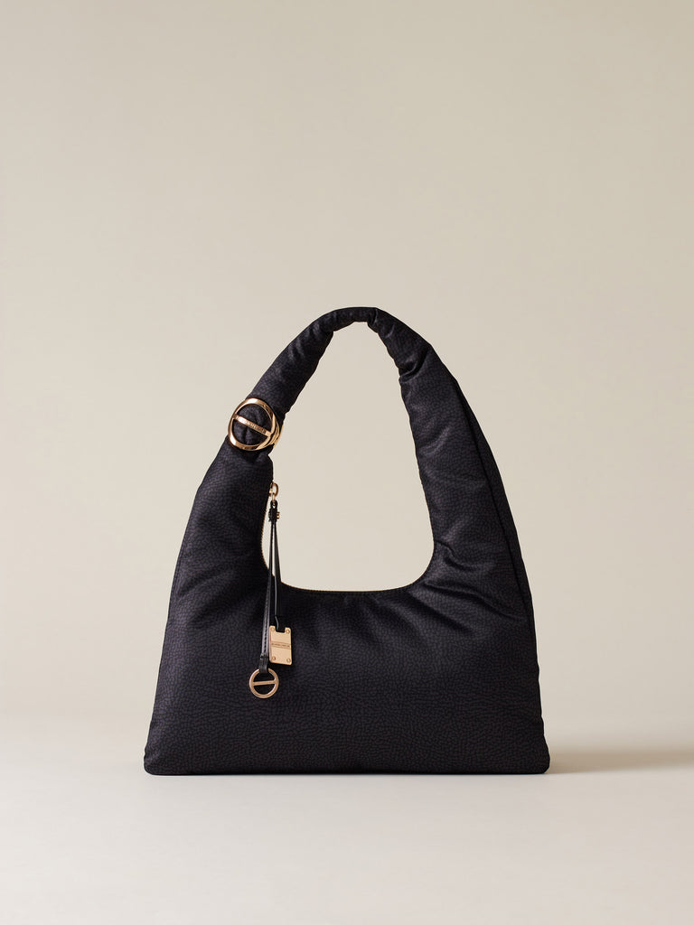 Borsa a spalla di tessuto riciclato OP - TWINNIE BORSA HOBO SMALL - Borbonese