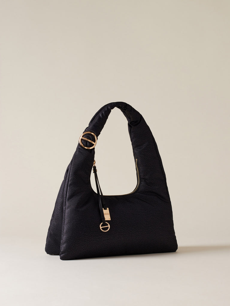 Borsa a spalla di tessuto riciclato OP - TWINNIE BORSA HOBO SMALL - Borbonese