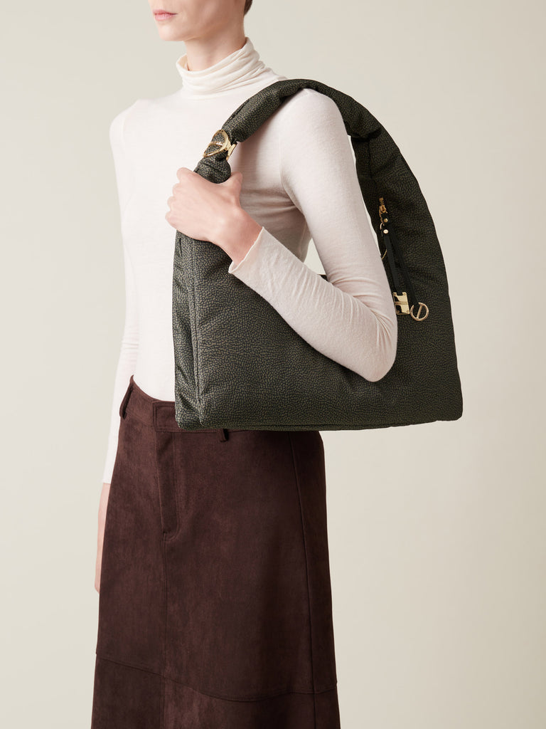 Borsa a spalla di tessuto riciclato OP - TWINNIE BORSA HOBO LARGE - Borbonese