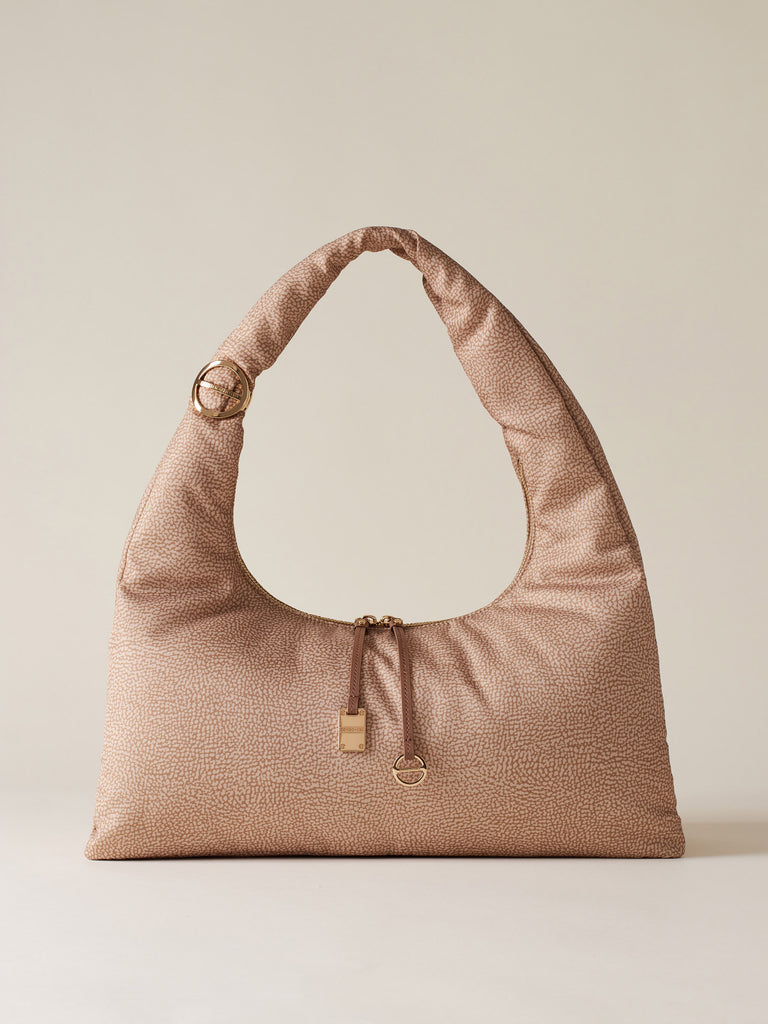 Recycled OP Fabric Shoulder Bag - TWINNIE LARGE HOBO BAG - Borbonese