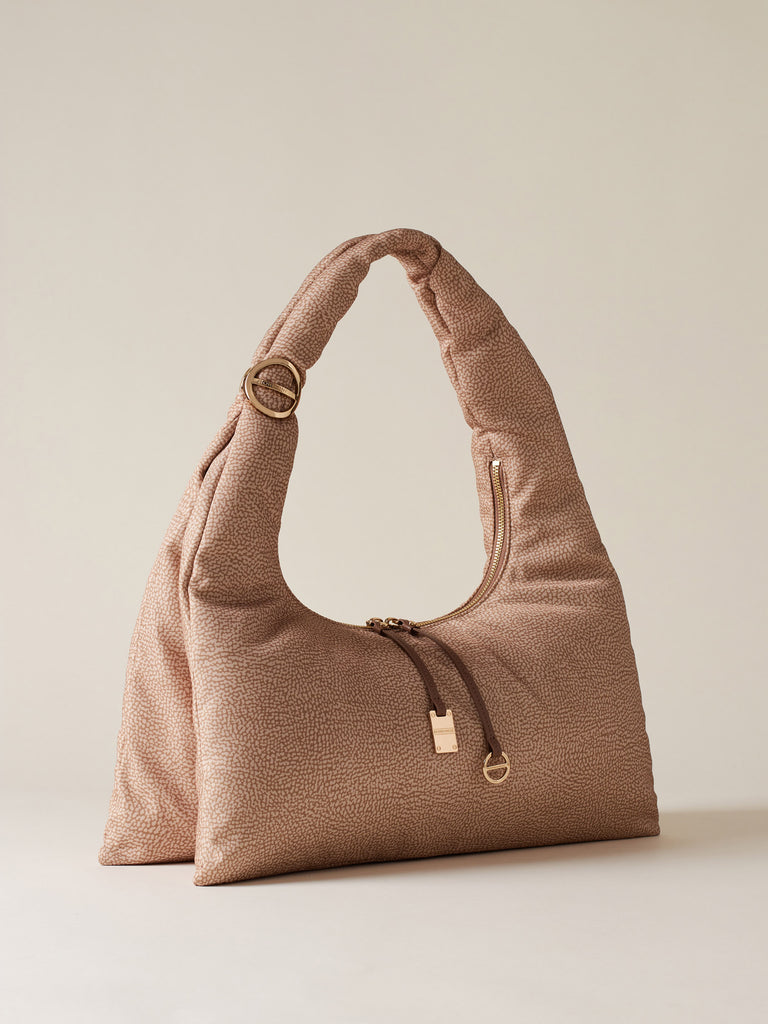 Recycled OP Fabric Shoulder Bag - TWINNIE LARGE HOBO BAG - Borbonese