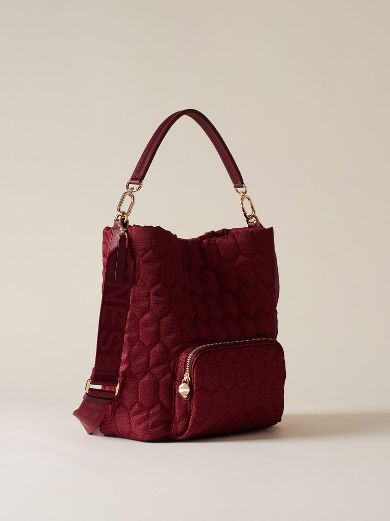 Recycled OP Fabric Shoulder Bag - HONEY MEDIUM BUCKET BAG - Borbonese