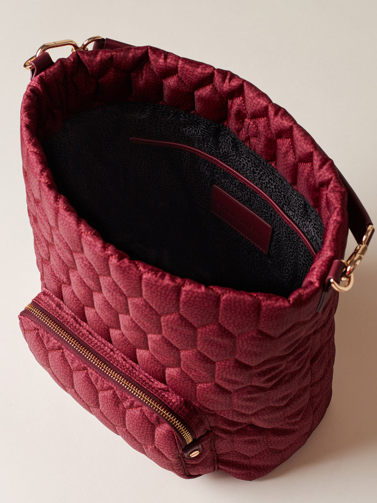 Recycled OP Fabric Shoulder Bag - HONEY MEDIUM BUCKET BAG - Borbonese