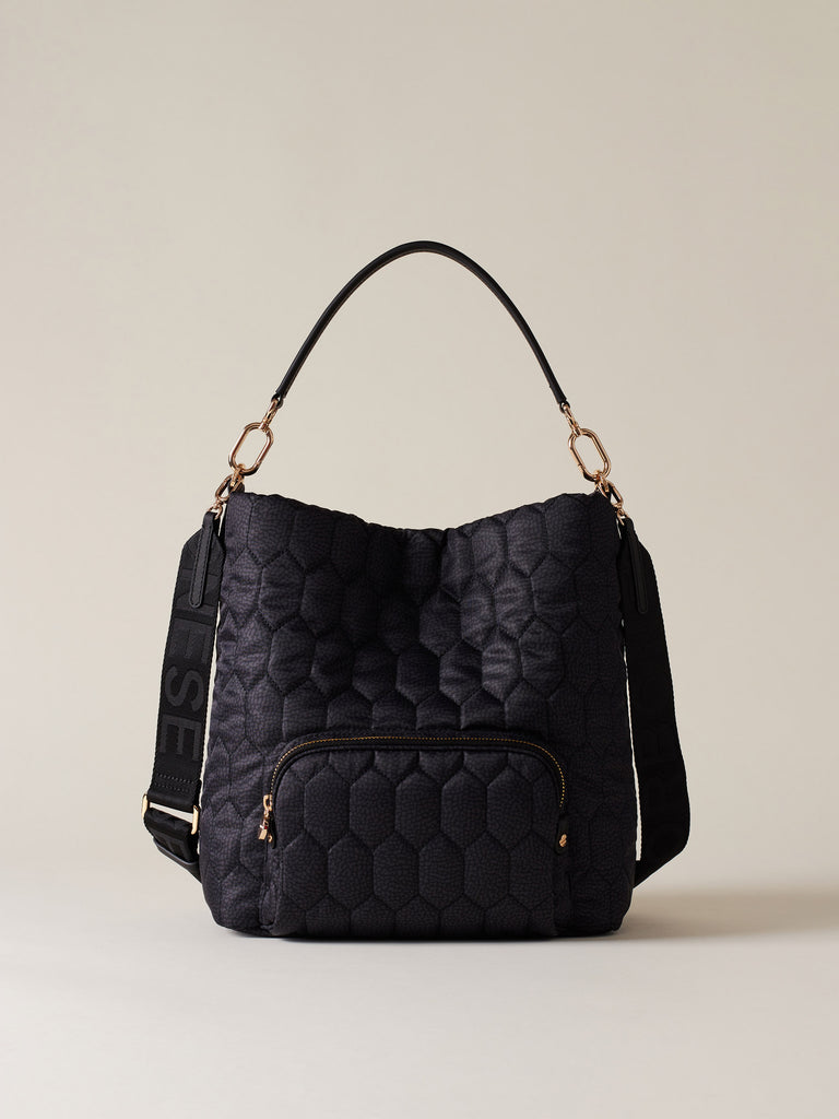 Recycled OP Fabric Shoulder Bag - HONEY MEDIUM BUCKET BAG - Borbonese