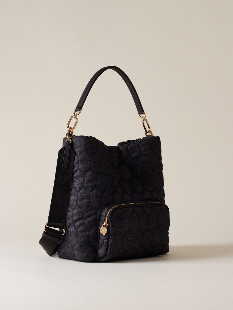 Recycled OP Fabric Shoulder Bag - HONEY MEDIUM BUCKET BAG - Borbonese