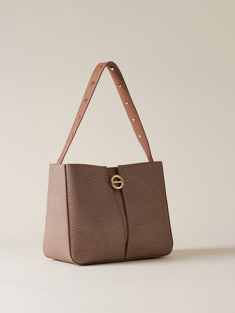 Borsa a spalla di Tela rivestita OP - TULIP BORSA SECCHIELLO SMALL - Borbonese