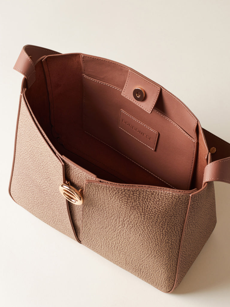 Borsa a spalla di Tela rivestita OP - TULIP BORSA SECCHIELLO SMALL - Borbonese