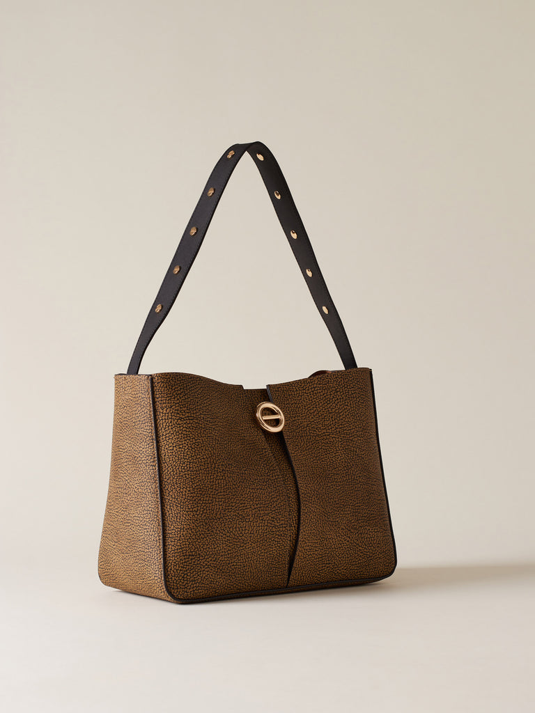 Borsa a spalla di Tela rivestita OP - TULIP BORSA SECCHIELLO SMALL - Borbonese