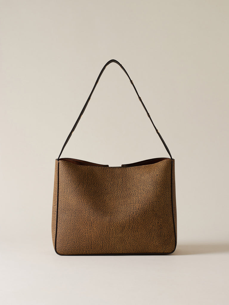 Borsa a spalla di Tela rivestita OP - TULIP BORSA SECCHIELLO SMALL - Borbonese
