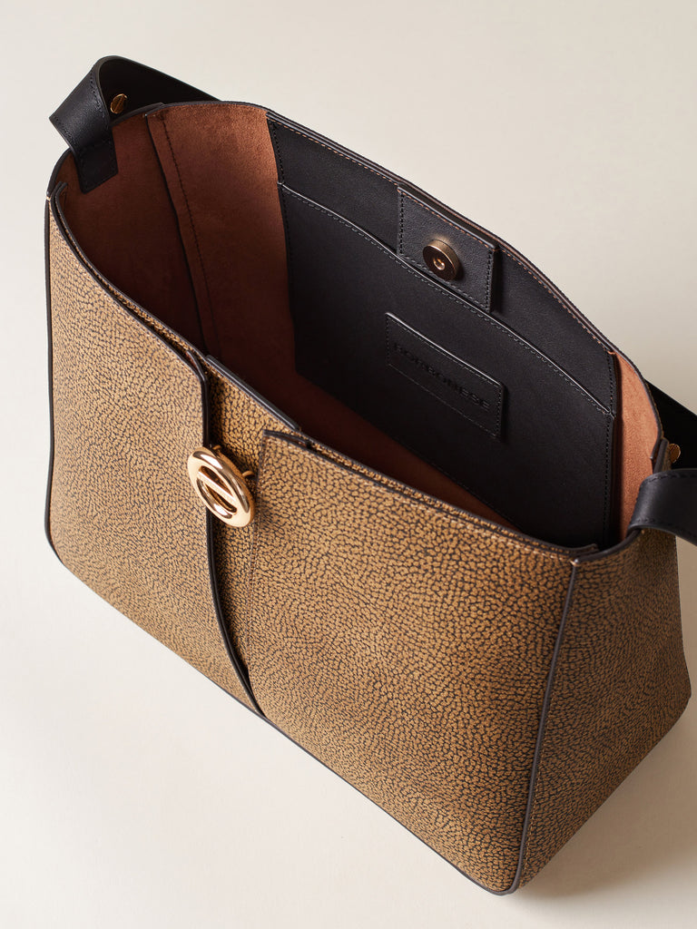 Borsa a spalla di Tela rivestita OP - TULIP BORSA SECCHIELLO SMALL - Borbonese