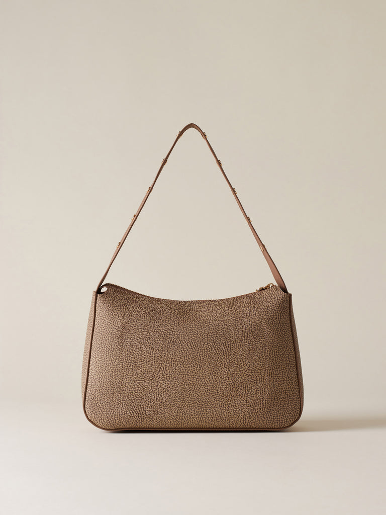 Borsa a spalla di Tela rivestita OP - TULIP BORSA HOBO MEDIUM - Borbonese