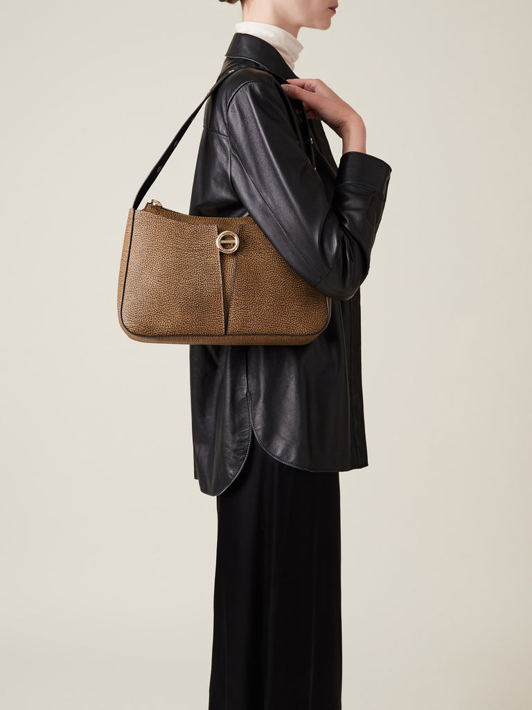 Borsa a spalla di Tela rivestita OP - TULIP BORSA HOBO MEDIUM - Borbonese