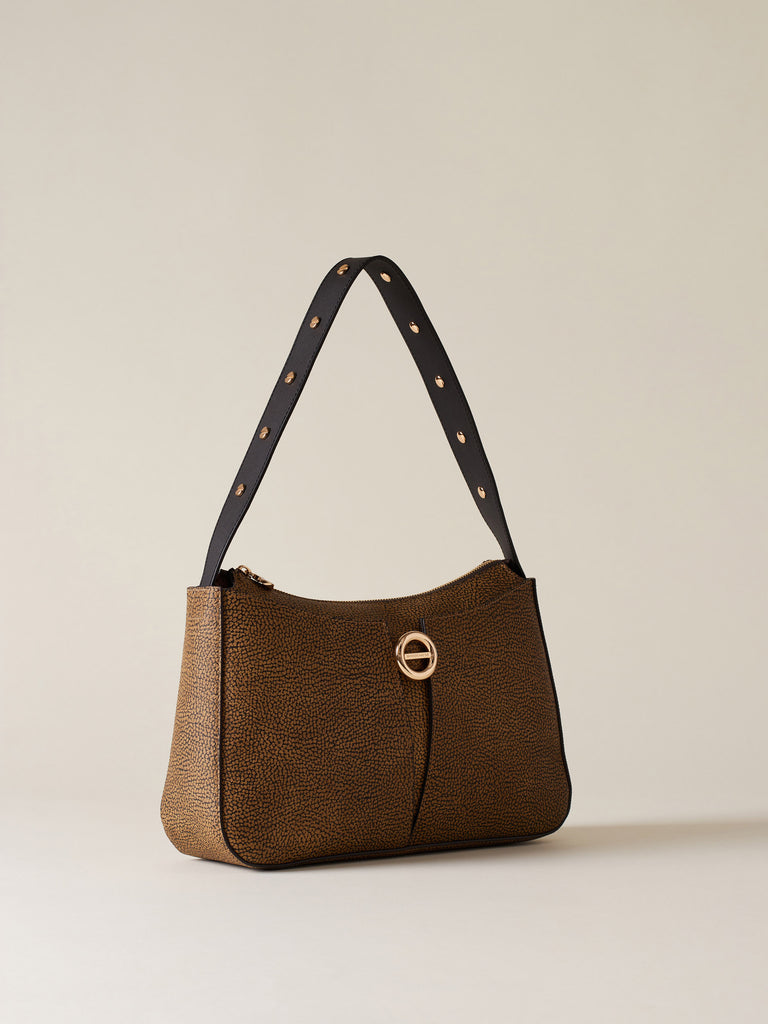 Borsa a spalla di Tela rivestita OP - TULIP BORSA HOBO MEDIUM - Borbonese