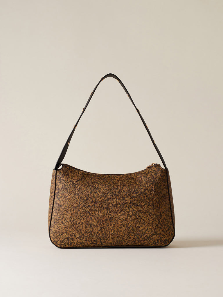 Borsa a spalla di Tela rivestita OP - TULIP BORSA HOBO MEDIUM - Borbonese