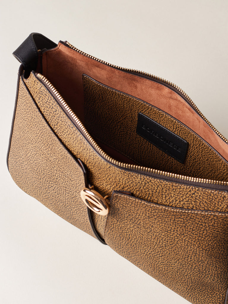 Borsa a spalla di Tela rivestita OP - TULIP BORSA HOBO MEDIUM - Borbonese