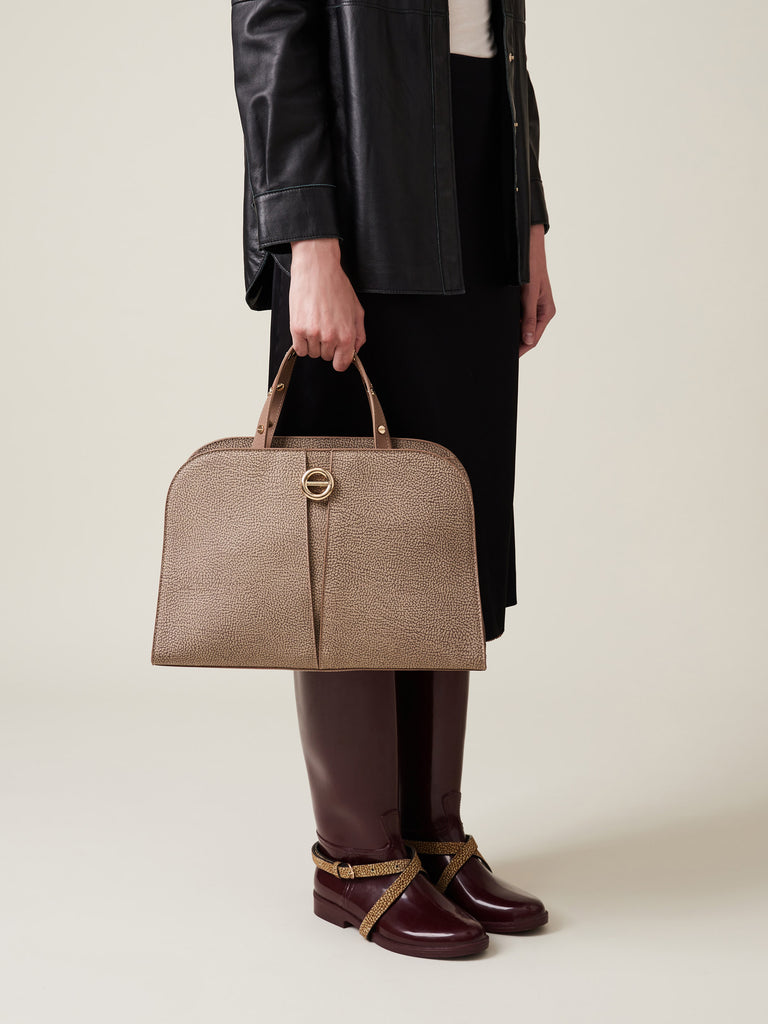 Borsa a mano di Tela rivestita OP - TULIP BORSA BAULETTO MEDIUM - Borbonese