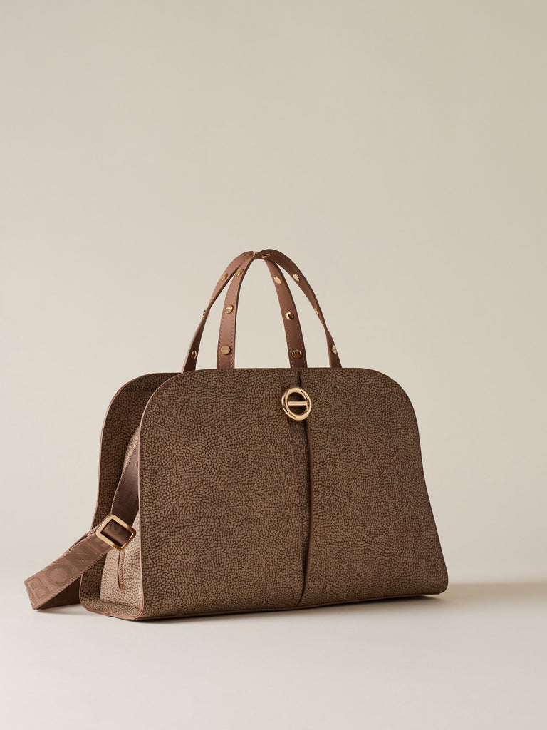 Borsa a mano di Tela rivestita OP - TULIP BORSA BAULETTO MEDIUM - Borbonese