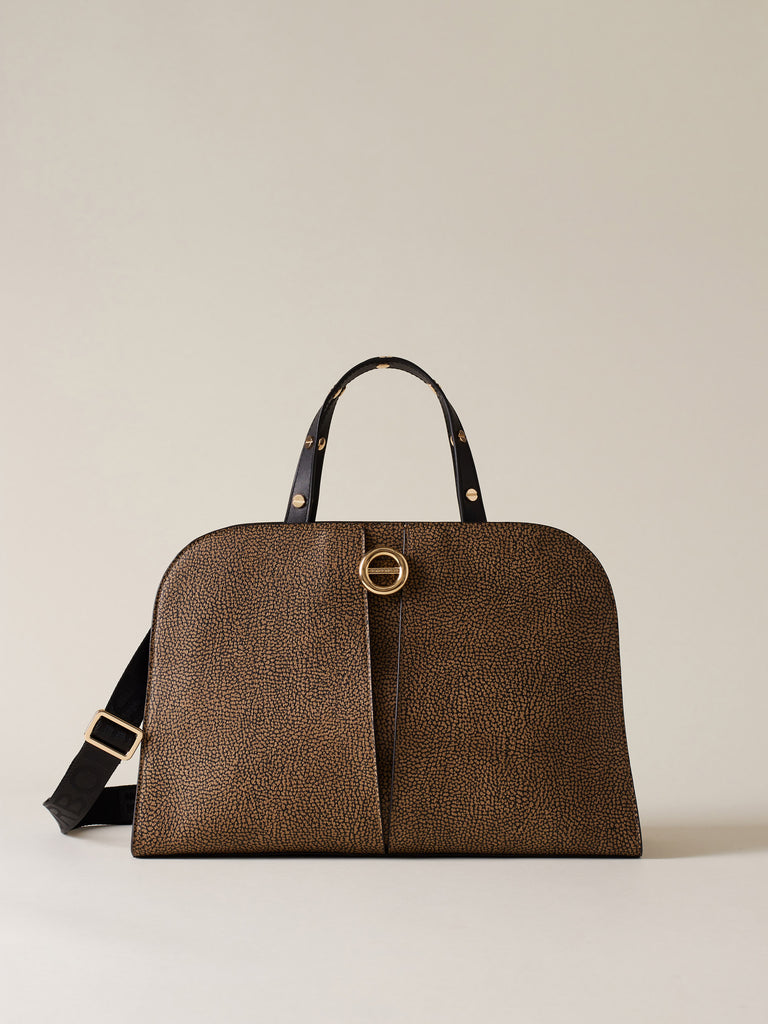 Borsa a mano di Tela rivestita OP - TULIP BORSA BAULETTO MEDIUM - Borbonese