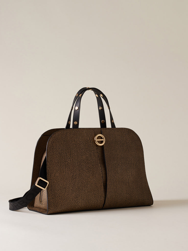 Borsa a mano di Tela rivestita OP - TULIP BORSA BAULETTO MEDIUM - Borbonese