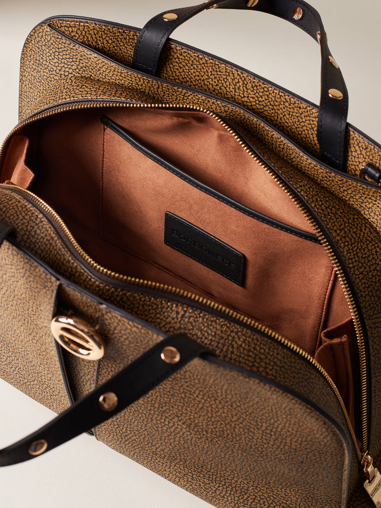 OP Coated Canvas Handbag - TULIP MEDIUM BOWLER BAG - Borbonese