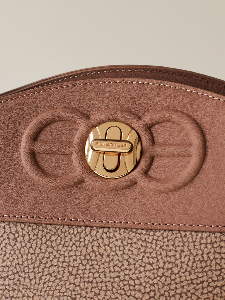 Borsa a spalla di Tela rivestita OP e pelle - MOONLIGHT BORSA SECCHIELLO  SMALL - Borbonese