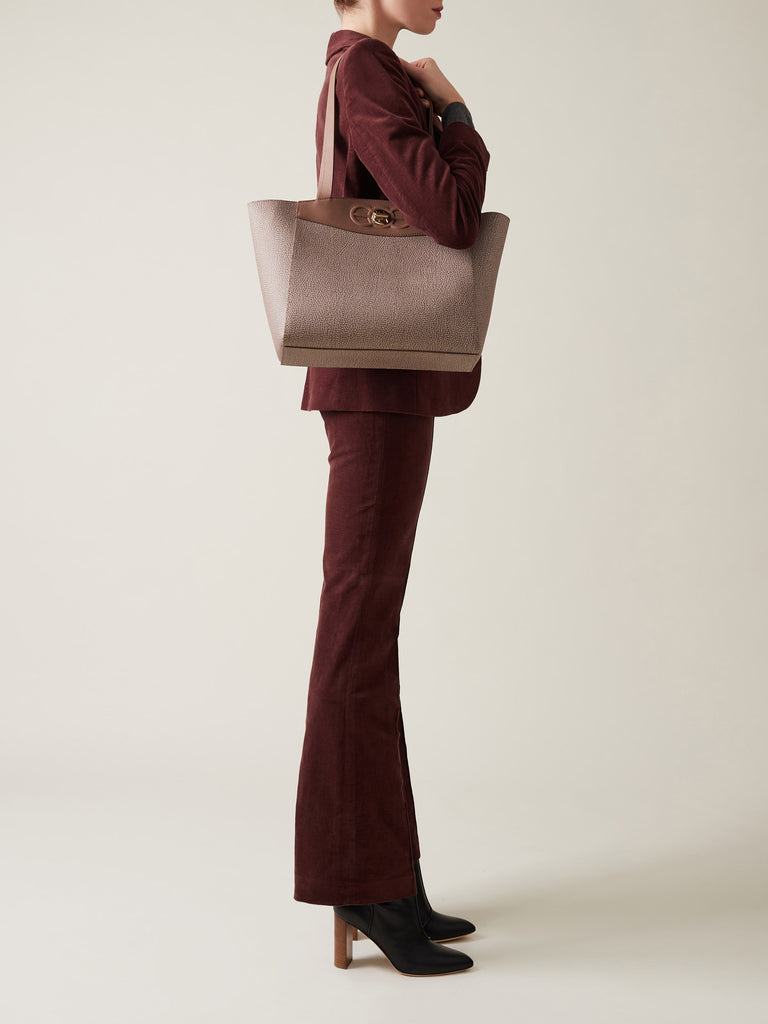 OP Coated Canvas and Leather Shoulder Bag - MOONLIGHT LARGE SHOPPER - Borbonese