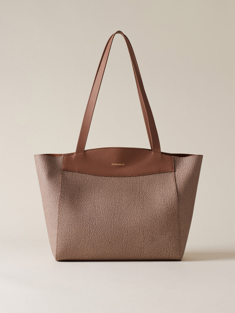 OP Coated Canvas and Leather Shoulder Bag - MOONLIGHT LARGE SHOPPER - Borbonese