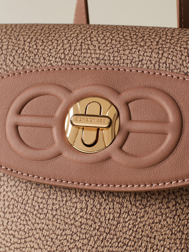 OP Coated Canvas and Leather Backpack - MOONLIGHT SMALL BACKPACK - Borbonese