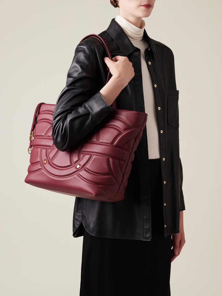 Leather Shoulder Bag - RONDO’ MEDIUM SHOPPING BAG - Borbonese