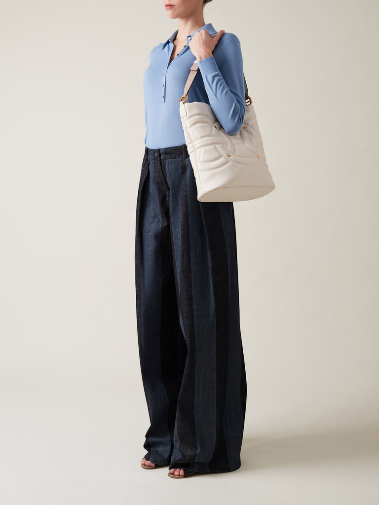 Leather Shoulder Bag - RONDO’ MEDIUM BUCKET BAG - Borbonese