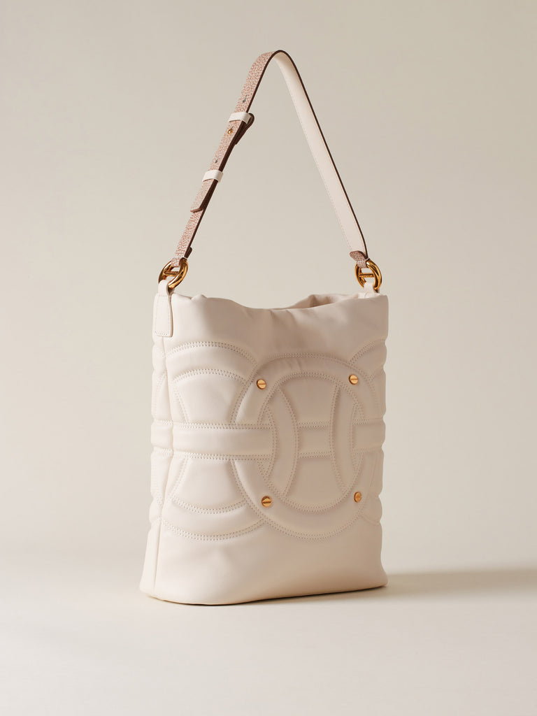 Leather Shoulder Bag - RONDO’ MEDIUM BUCKET BAG - Borbonese