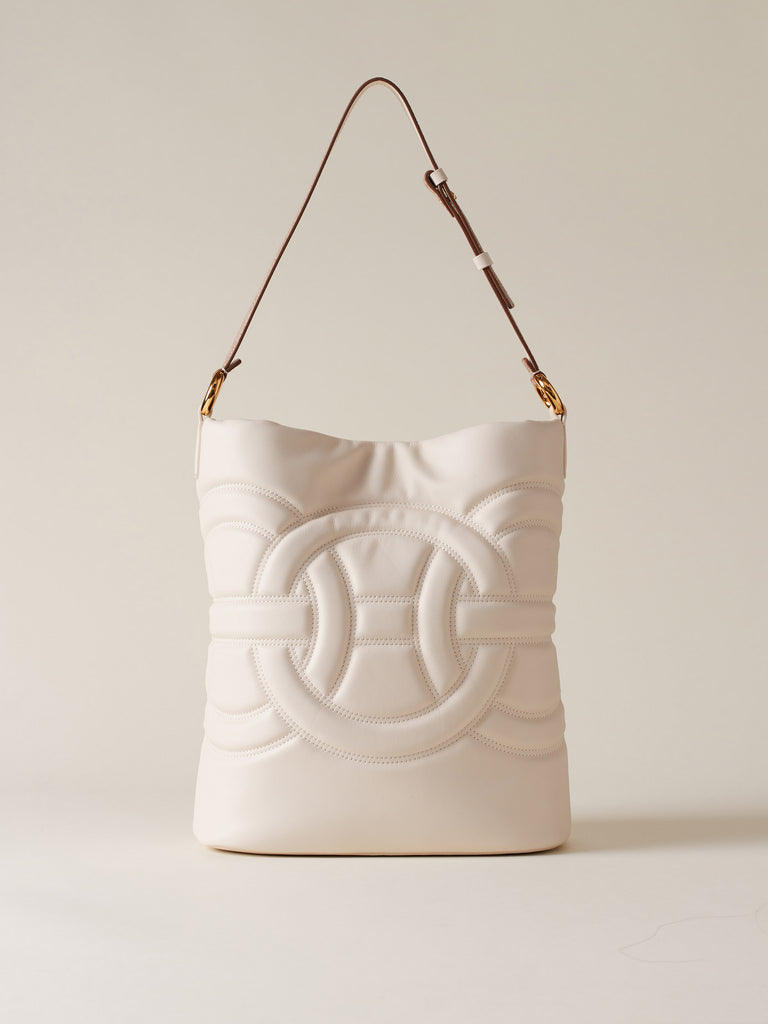 Leather Shoulder Bag - RONDO’ MEDIUM BUCKET BAG - Borbonese