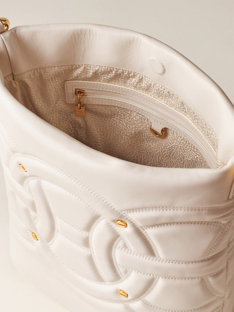 Leather Shoulder Bag - RONDO’ MEDIUM BUCKET BAG - Borbonese