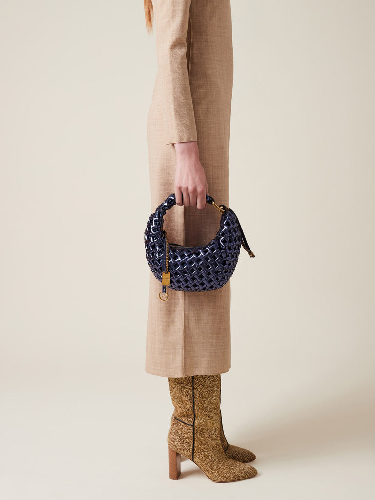 Borsa a mano di Pelle laminata - LA NIDO BORSA HOBO PETITE  - Borbonese
