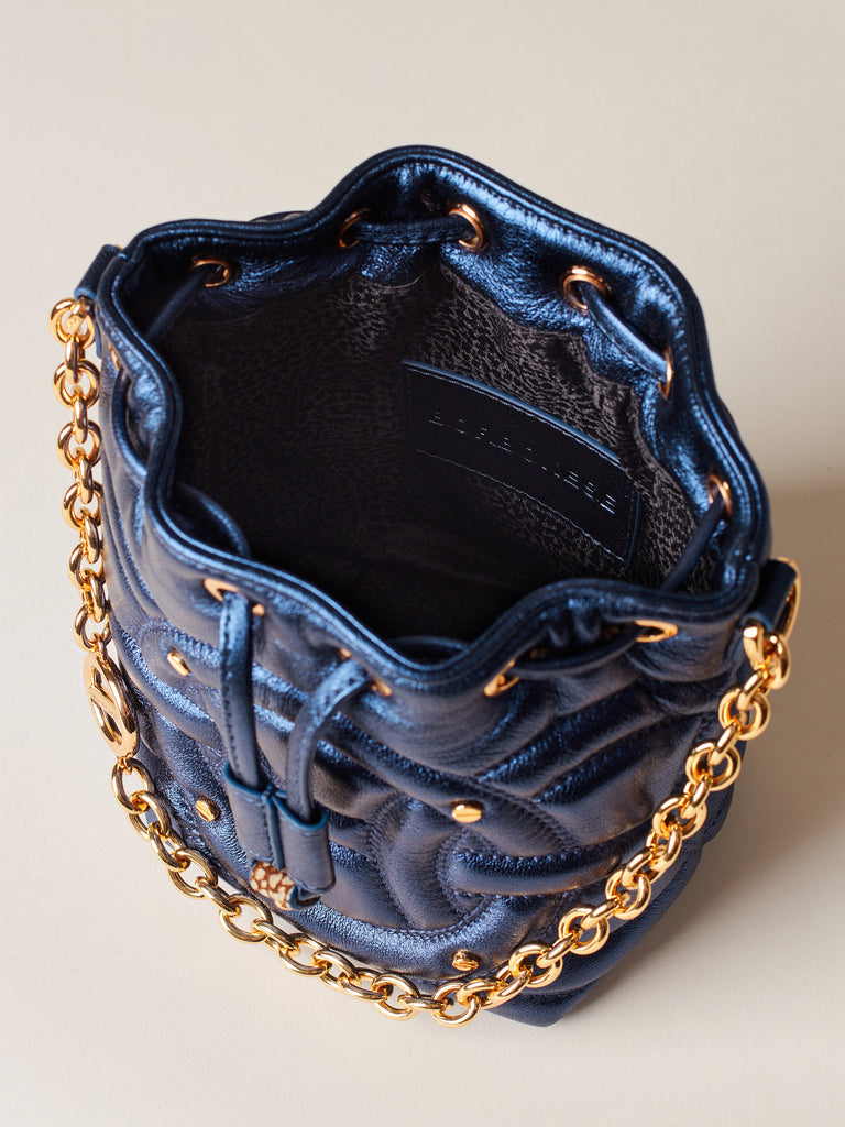 Laminated Leather Handbag - RONDO’ MINI BUCKET BAG - Borbonese
