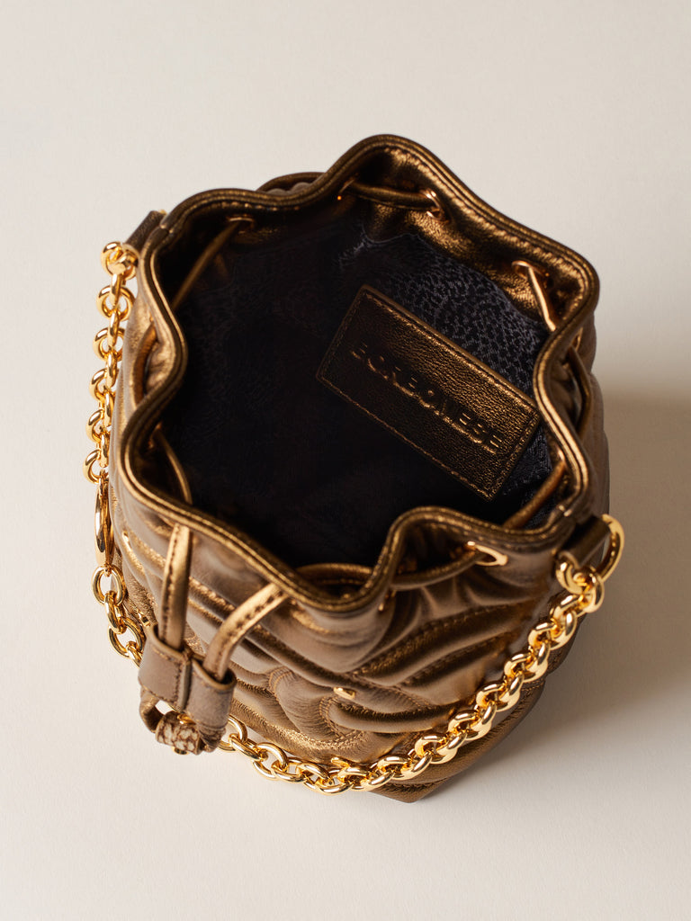 Laminated Leather Handbag - RONDO’ MINI BUCKET BAG - Borbonese