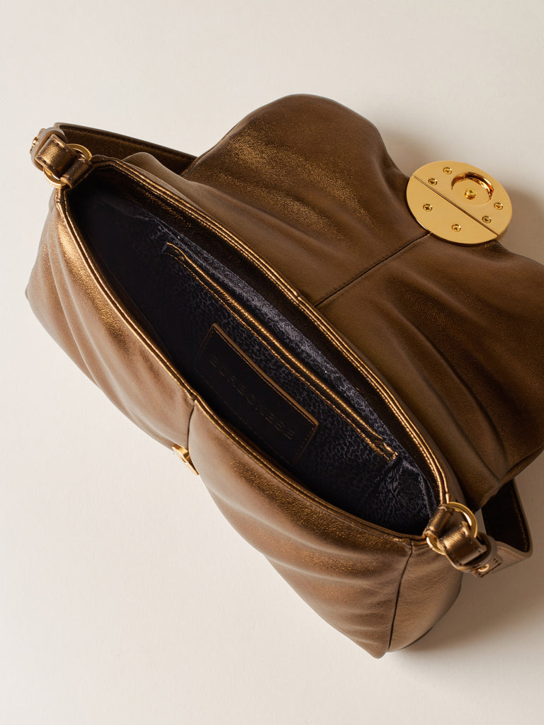 Laminated Leather Shoulder Bag - COQUETTE MEDIUM CROSSBODY BAG - Borbonese