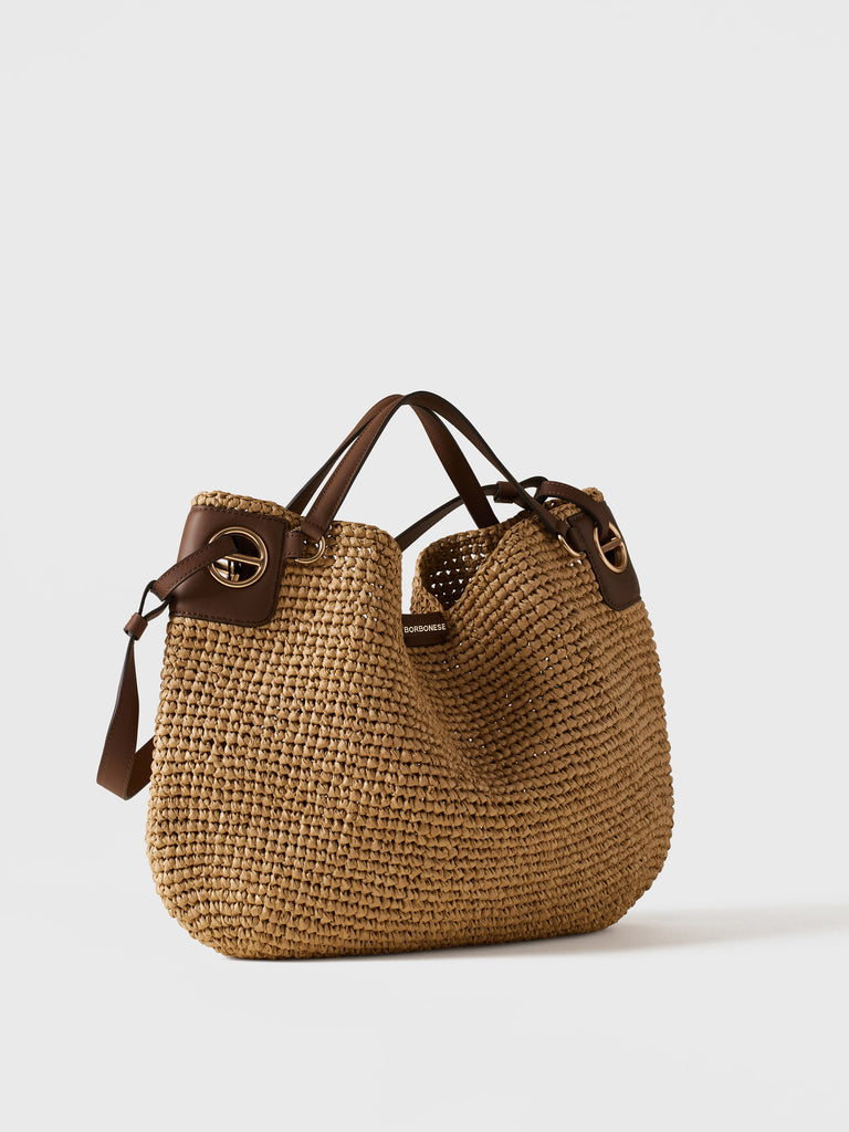 Borsa a spalla di  Tessuto effetto Paglia - LONDON BORSA SHOPPING LARGE - Borbonese
